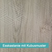 Das moderne Kubus Muster auf rustikaler Esskastanie.