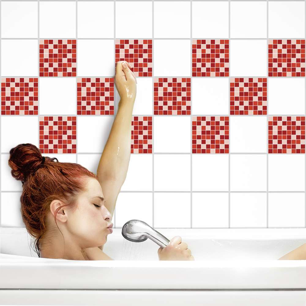 fliesenaufkleber mosaik rot | küche & bad | bei printyourhome