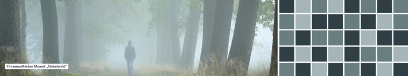 Fliesenaufkleber einfarbig Mosaik Nebelwald - PrintYourHome.de